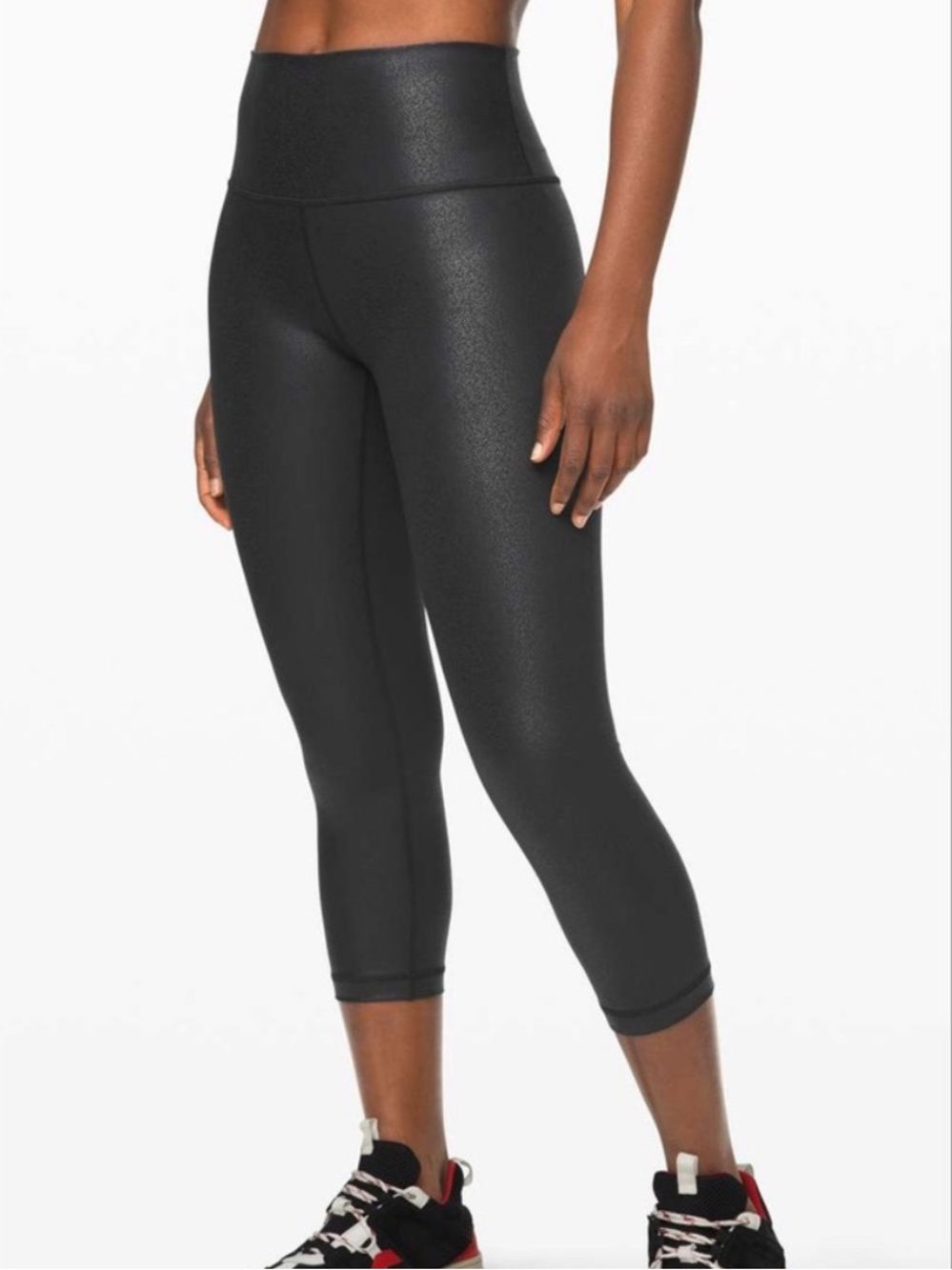 Lululemon Wunder Under High-Rise Crop 21" Luminosity Foil Flourish Black Size 4